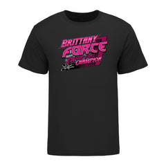 Brittany Force Tonal Pink Dragster T-Shirt In Black & Pink - Front View