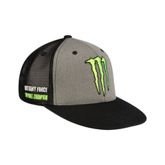 Brittany Force Mesh Snapback Hat In Black & Grey - Angled Right Side View