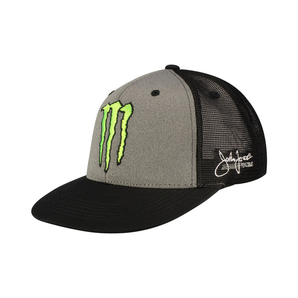 Brittany Force Mesh Snapback Hat In Black & Grey - Angled Left Side View