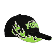 Brittany Force Flame Hat In Black & Green - Angled Right Side View