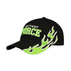 Brittany Force Flame Hat In Black & Green - Angled Left Side View