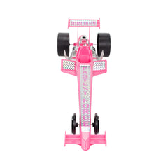 Brittany Force Pink Plastic Toy Dragster In Pink & Silver - Top View
