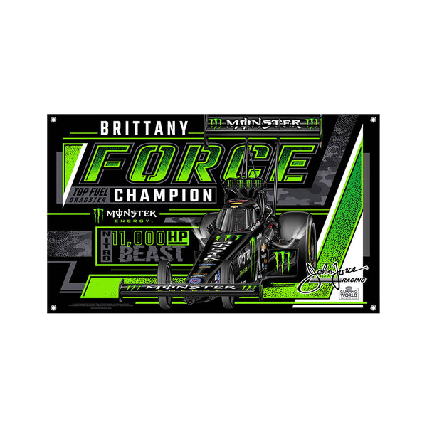 Brittany Force Tonal Car Banner In Black & Green