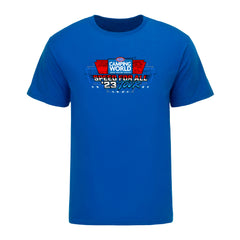 2023 NHRA Camping World Schedule T-Shirt In Blue - Front View