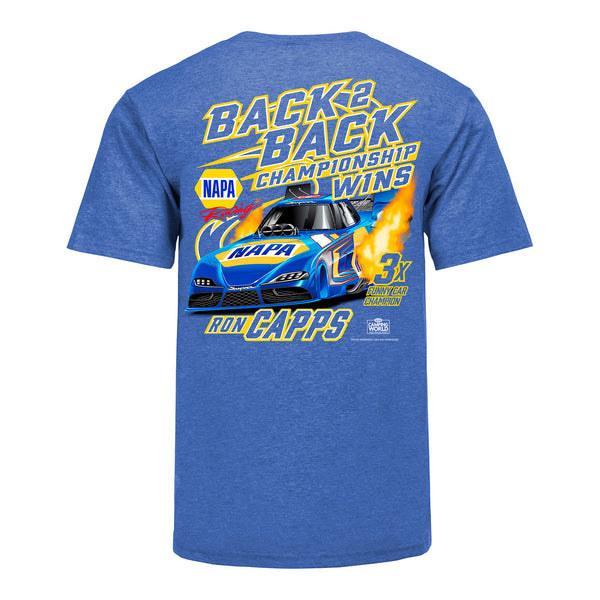 Ron Capps Back 2 Back Champ T-Shirt In Blue - Back View