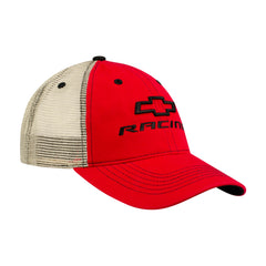 Chevy Racing Hat In Red & Tan - Angled Right Side View