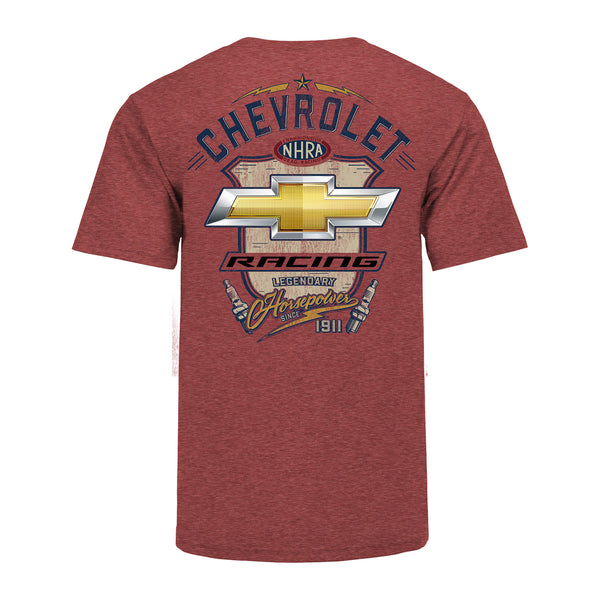 Chevy Racing T-Shirt In Red, Blue & Tan - Back View