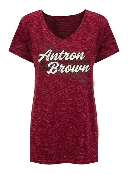 Antron Brown Ladies Cardinal T-Shirt - Front View