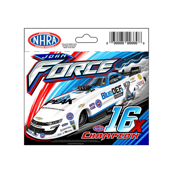 John Force Wave Decal In Blue, Red & White - Front View
