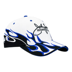 John Force Racing Hat In White, Black & Blue - Angled Right Side View