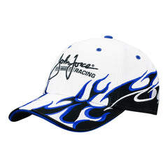 John Force Racing Hat In White, Black & Blue - Angled Left Side View
