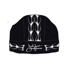 John Force Racing Tonal Flame Do-Rag In Black & Silver - Front View