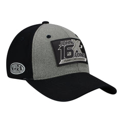 John Force Rubber Patch Flex Fit Hat In Grey & Black - Angled Right Side View