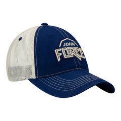 John Force Stone Meshback Hat In Blue & White - Angled Right Side View