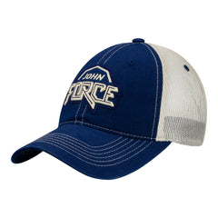 John Force Stone Meshback Hat In Blue & White - Angled Left Side View