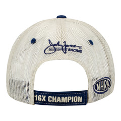 John Force Stone Meshback Hat In Blue & White - Back View