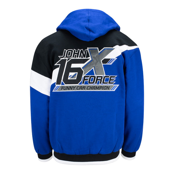 John Force Racing Hooded Jacket In Blue, Black & White - Back View