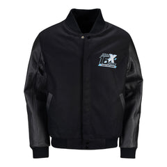 John Force Racing Reversible Leather Jacket In Black - Front View