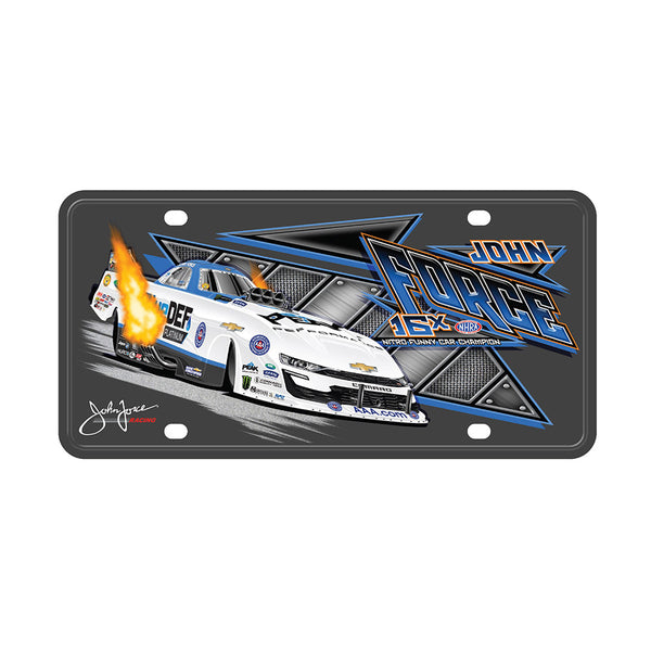John Force License Plate In Grey - Front View