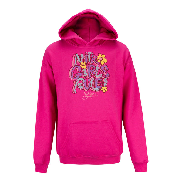 Youth John Force Racing Nitro Girls Sweatshirt In Pink - Front View