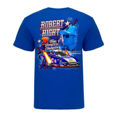 Robert Hight Funny Car Champion T-Shirt In Blue - Back View