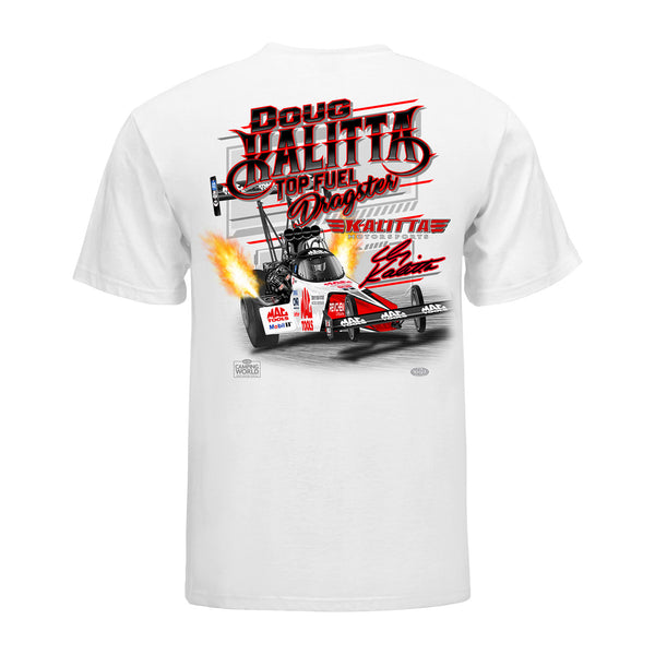 Doug Kalitta Top Fuel T-Shirt In White - Back View