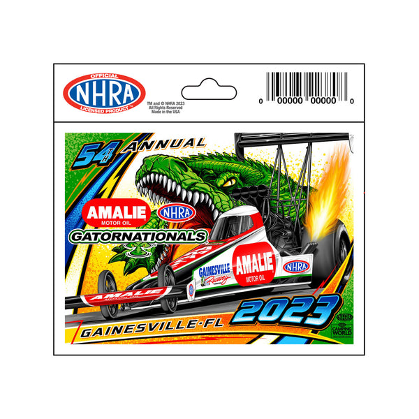 54th Amalie Motor Oil NHRA Gatornationals Event Decal In Green - Front View