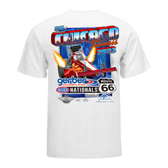 Gerber Collision and Glass Route 66 NHRA Nationals presented by PEAK Performance Event T-Shirt In White - Back View