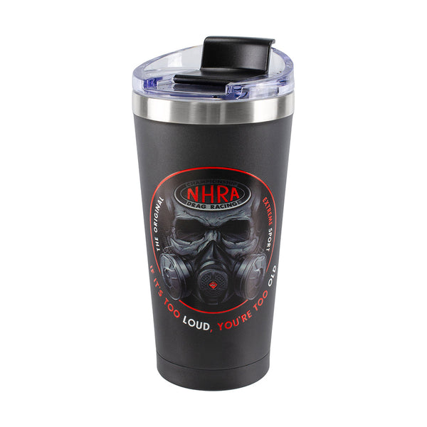 Gas Mask Tumbler In Grey - Front View