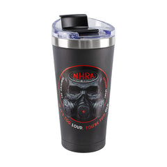 Gas Mask Tumbler In Grey - Back View