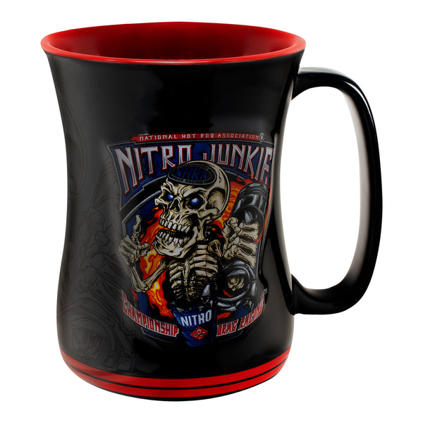 Nitro Junkie Sculpted Mug In Black & Red - Left Side View