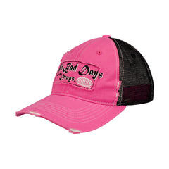 Ladies No Bad Days Hat In Pink & Black - Angled Left Side View