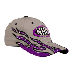 Ladies Flame Hat In Grey & Purple - Angled Right Side View