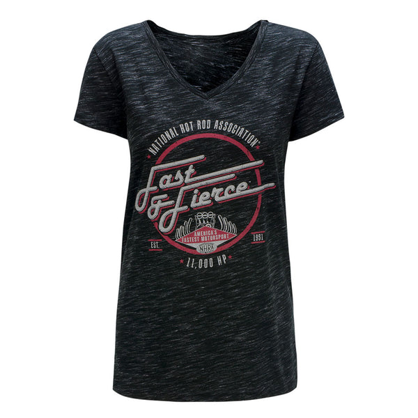 Ladies Fast & Fierce T-Shirt In Grey - Front View