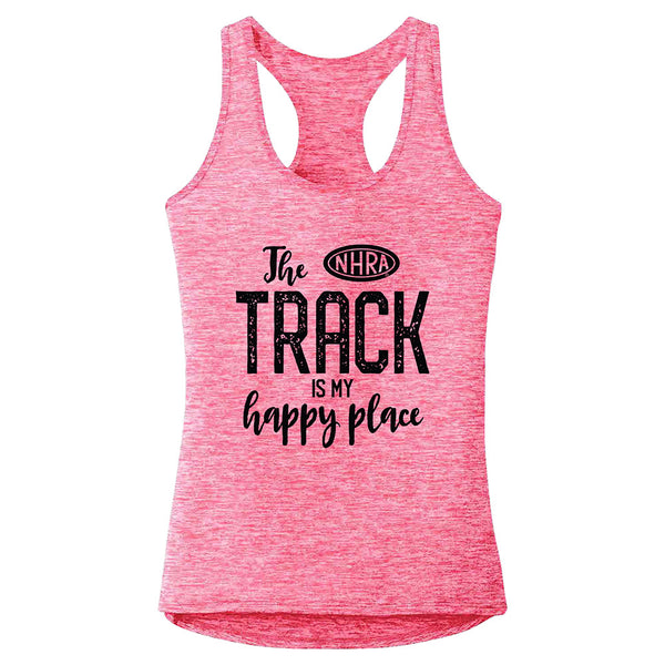 Ladies Happy Place Tank Top In Pink - Front View