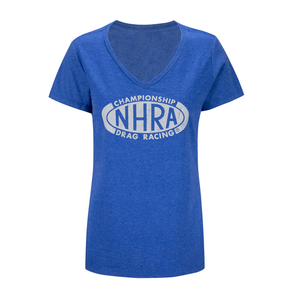 Ladies NHRA Logo T-Shirt In Blue - Front View