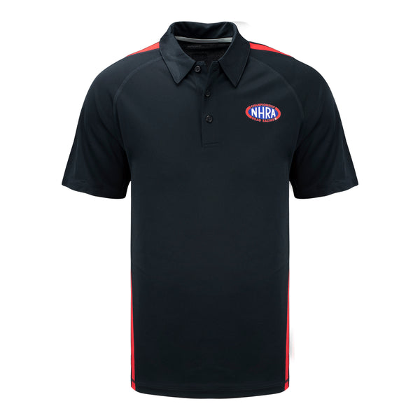 NHRA Logo Polo In Black & Red - Front View