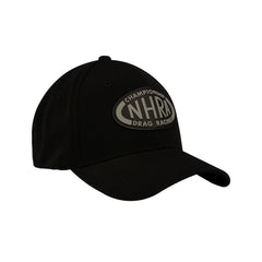 NHRA Performance Spandex Rubber Flexfit Hat In Black - Angled Right Side View