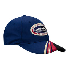 NHRA Retro Razor Hat In Blue, Black & Red - Angled Right Side View