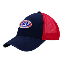NHRA Distressed Logo Hat In Blue & Red - Angled Left Side View