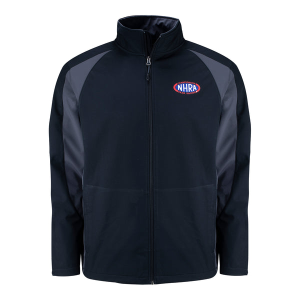 NHRA Logo Soft Shell Jacket In Black - Front View
