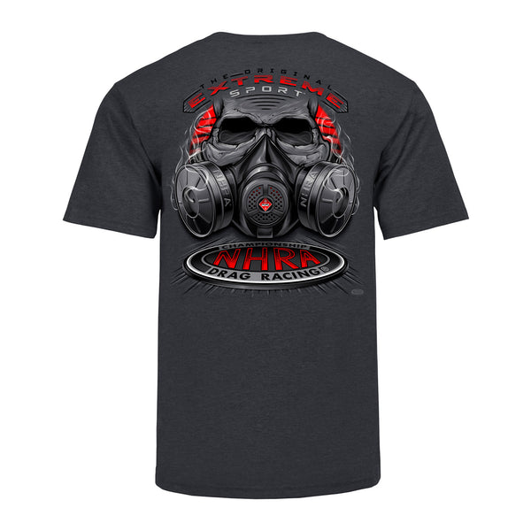 Gas Mask T-Shirt In Grey & Red - Back View