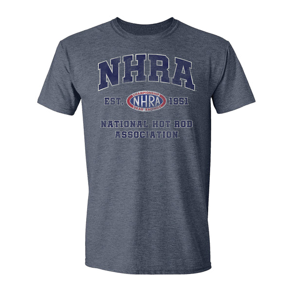 Collegiate NHRA T-Shirt In Blue - Front View