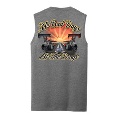 No Bad Days at the Drags Tank Top In Grey - Back View