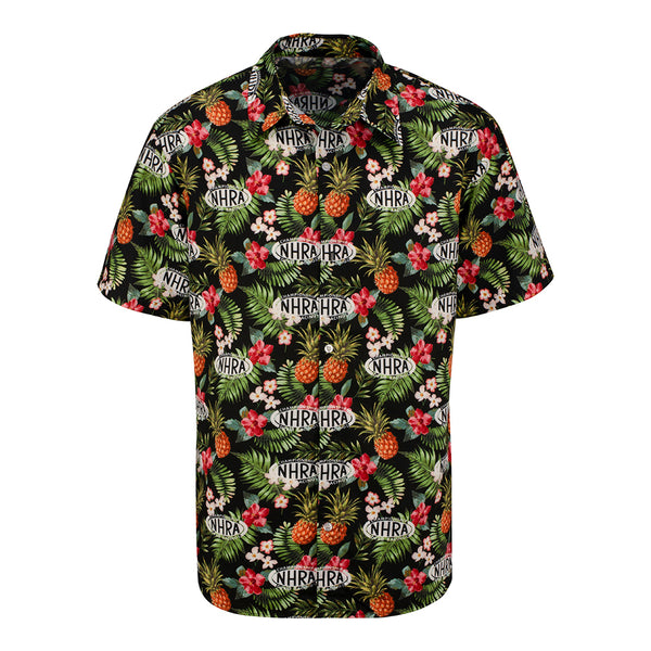 NHRA Hawaiian Shirt In Black & Green - Front View