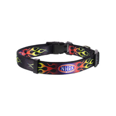 NHRA Flame Pet Collar In Black - Front View