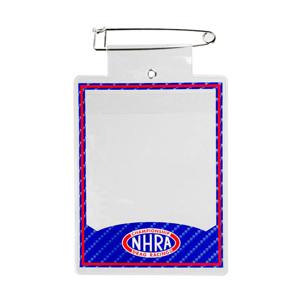 NHRA Pitpass Holder In Clear, Blue & Red - Front View