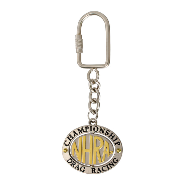 NHRA Spinner Keychain In Silver - Front View
