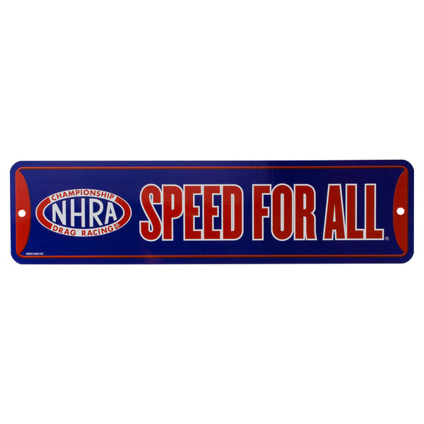 Speed for All Metal Sign In Blue & Red - Front View
