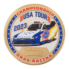 2023 NHRA Tour Coin In Gold, White, Blue & Red - Front View